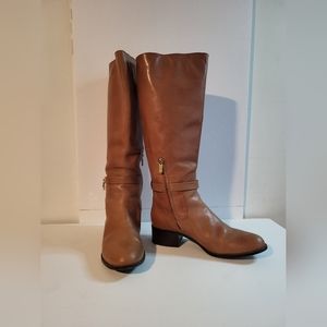 MICHAEL KORS RIDING BOOTS. LEATHER, TAN SIZE 10